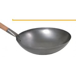 WOK ACIER D 350 MANCHE BOIS